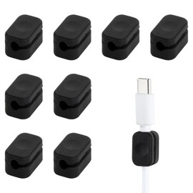 Pack of 8 Cable Clips Black Mini, Cable Organiser 3.6/4.2 mm, Magnetic Cable Clips Desk, Cable Holder Car for Charging Cables, Audio Cable (Small 3.6 mm)