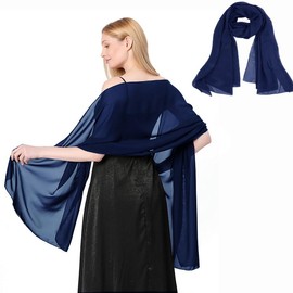 Maxmoc Stole Women's Festive, Chiffon Scarf, Elegant Stole for Evening Dress, Lightweight Multifunctional Scarf for Evening Dresses, Wedding Dresses, Summer Wedding (200 x 70 cm), darkblue, Unit size