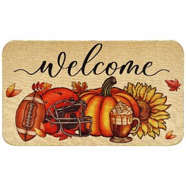 Erweicet Fall Football Welcome Mat Doormat Rugs Outdoor, Fall Decorations Indoor for Front Door Outdoor Entrance