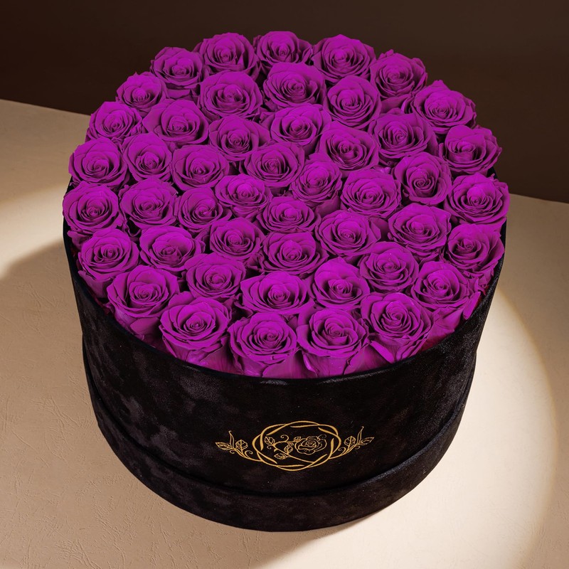 47 Flowers in a Luxury Suede Box, Birthday Gifts for