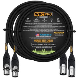 2 Units - 15 Foot - WBC-PRO-Quad Ultra-Silent Ultra-Flexible Balanced Star-Quad Cable with Amphenol Male & Female XLR Plugs & Black Tweed Jacket