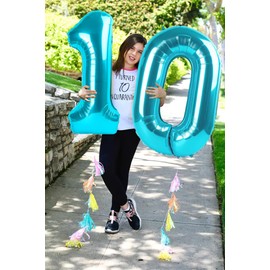 Number 0 Balloons 40 Inch Jumbo Foil Mylar Light Blue Number Balloons for 2025 10 20 30 40 50 60 70 80 90 100 Birthday Decorations, Stitch Birthday Decorations