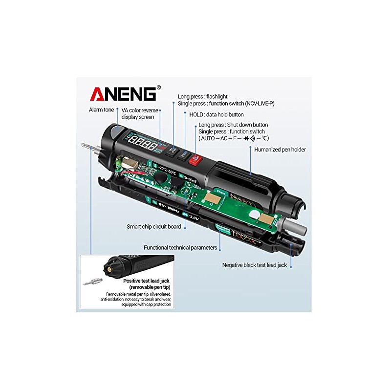 Ticfox A3008 6000 Counting Intelligent Digital True RMS Pen Multimeter