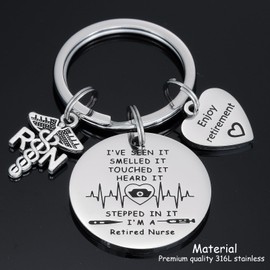 Kivosliviz Retirement Gifts for Nurses Women 2024 Funny Men Keychain Coworker Rn Nurse Retirement Keychain