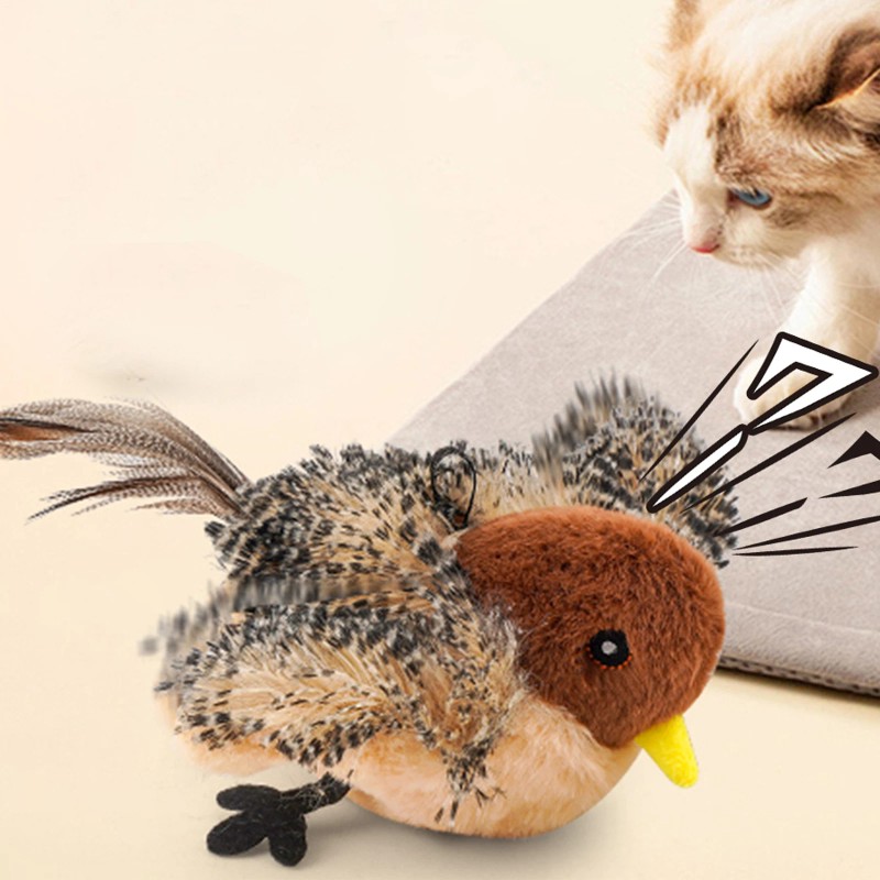 Unbranded Chirping Bird Cat Toy with Remote Control Interactive Plush