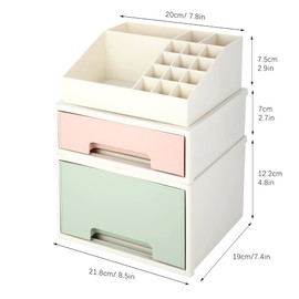 ROSELIFE Makeup Organizer Box, Multifunctional Desk Storage Box Set, Pen/Pencil, Remote Control, Office Supplies, Business Card Holder, Free Combination, [TBF-13] w/ 2 Drawers + 16 Slots