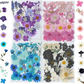 120PCS Dried Pressed Flowers for Crafts, Dried Flower Leave Natural with Tweezer for Resin Mold Scrapbooking DIY, Epoxy Resin Jewelry Molds, Candle, Soap Making, Nails Décor