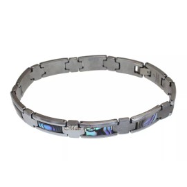 Tungsten Abalone Paua Shell 11mm Men's Bracelet 9"