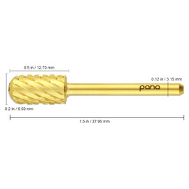 PANA Smooth Top Large Barrel 1/8" Shank Size - (Gold, 3X Coarse Grit) - Fast remove Acrylic or Hard Gel Nail Drill Bit for Manicure Pedicure Salon Professional or Beginner