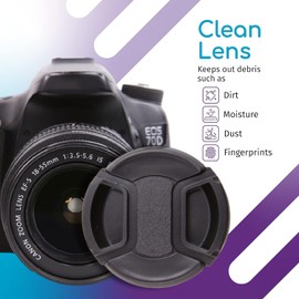CamDesign 52MM Snap-On Front Lens Cap/Cover for Canon, Nikon, Sony, Pentax All DSLR Lenses + CamDesign Wristband Lens Focus Ring