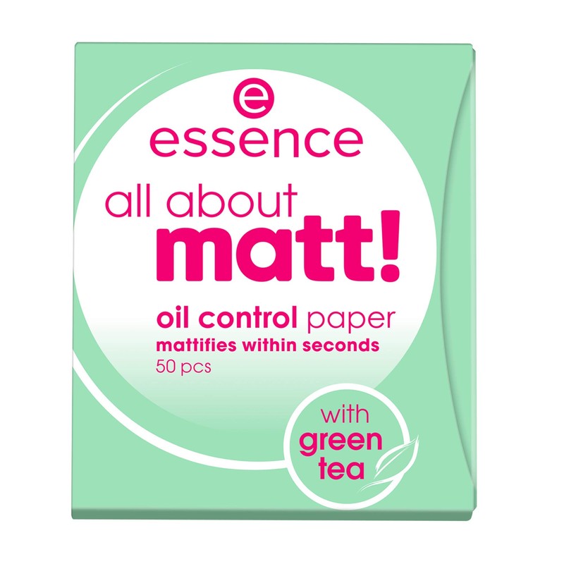 essence cosmetics all about matt! oil control paper with green