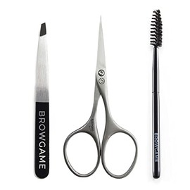 Browgame Precision Brow Kit - Essential Tool For Trimming Unruly Eyebrows - Achieve Results When Grooming Your Brows - Firm, Synthetic Bristles - Suitable For Every Day Use Or On-The-Go Travel - 3 Pc