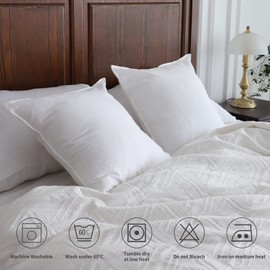 Simple&Opulence Linen Throw Pillow Covers 18x18 Inch Set of 2 Flax Cotton Blend Solid Color Decorative Square Cushion Cover for Couch Sofa Office Soft Breathable Farmhouse - White