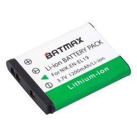 Batmax 2X EN-EL19 NP-BJ1 Battery + Quick LCD Charger for Nikon Coolpix A100, A300, S33, S100, S2600, S2700, S2750, S2800, S3100, S3300, S3400,S4100,S6700, S6800, S6900 and Sony NP-BJ1, NPBJ1 Cameras