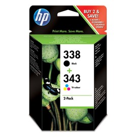 HP 338/343 Black Cyan Magenta Yellow Ink Cartridge 480 Pages 1.5" 20-80% 0-40°C 5-95%