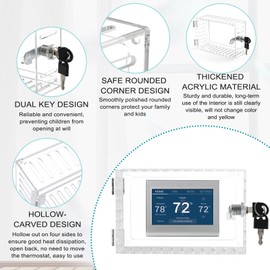Lock Box With Key, 2Pack Universal Acrylic Cover for Goole Nest and Honeywell Home Thermostats, Large Guards for Wall Thermostats 5.9"*4"*2.5" or Smaller