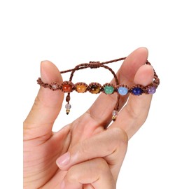 GEHECRST Gemstone 7 Chakra Bracelet Healing Stones Bracelet Adjustable Bracelets Stones Yoga Bracelet Lucky Bracelet Healing Reiki Energy Therapy Good Luck Talisman, Natural 7 chakra stone