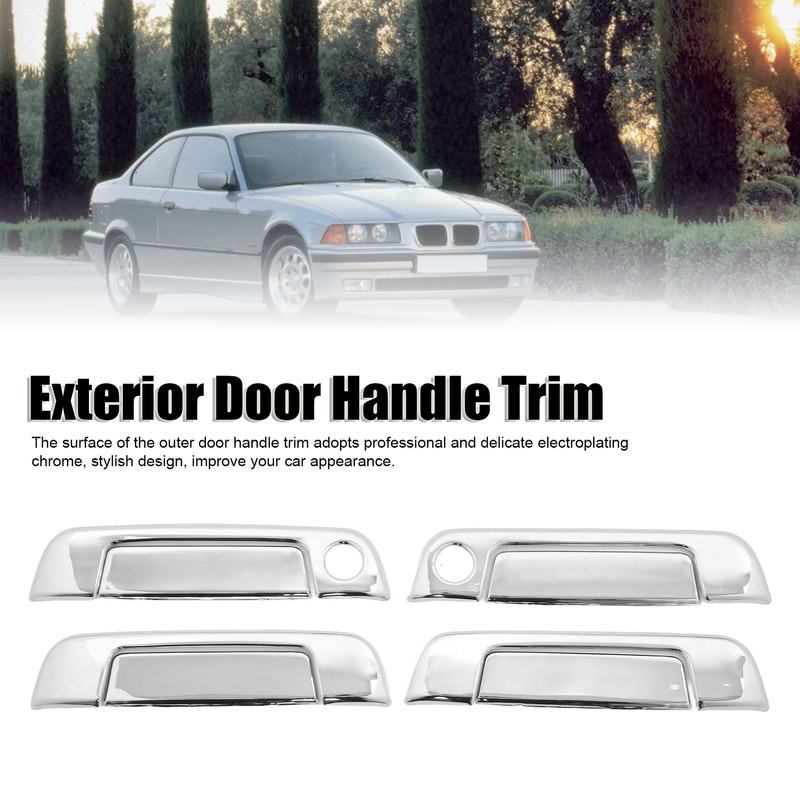 4 Sets Exterior Door Handle Cover ABS Chrome Weatherproof Replacement