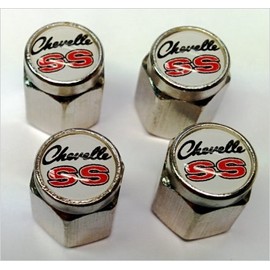 Compatible with Chevelle Malibu SS 396 454 Valve Stem Caps (Chrome - White)