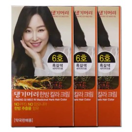 댕기머리 한방칼라크림 새치염색약 6호 흑갈색 3개 Bang Hair Color Cream 6 Black Brown 3ea
