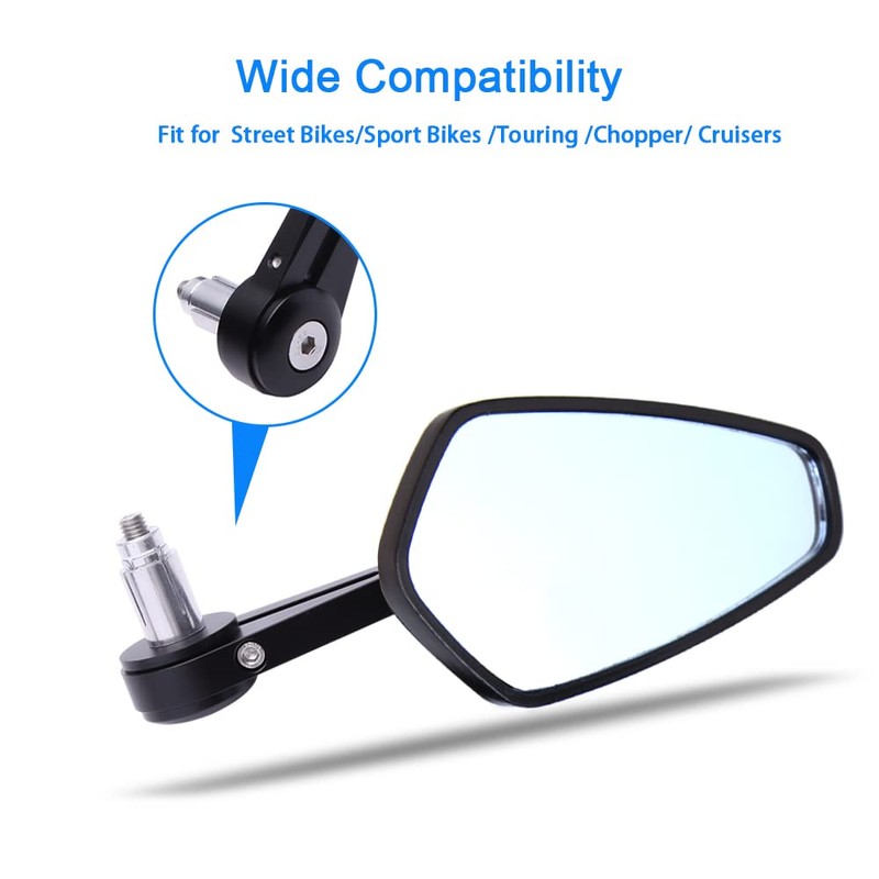 DREAMIZER Motorcycle Bar End Mirrors Universal 7/8" Handle Bar End