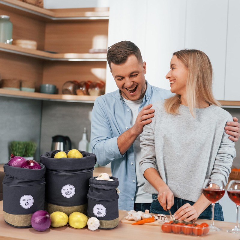 MERAKI HOME Potato Onion Garlic Storage Containers - Farmhouse Kitchen