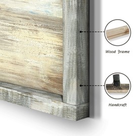 Beach Framed Wooden Wall Art: Abstract Coastal Oil Painting Style Sea Bird Pictures Seascape Prints Peaceful Ocean Artwork for Living Room 24"x18"