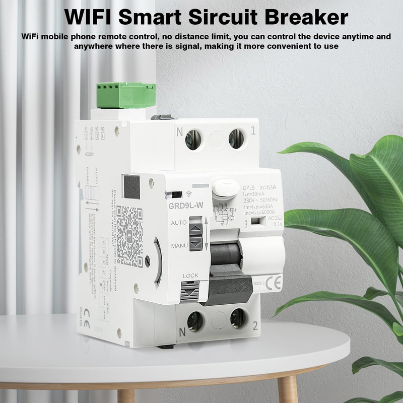 FI Circuit Breaker 63A 30MA 2-Pin Automatic Circuit Breaker WiFi