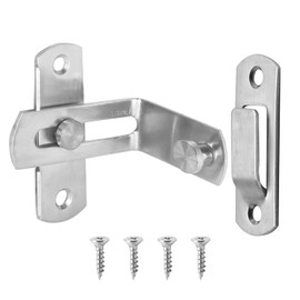Seimneire 90 Degree Sliding Barn Door Lock Silver Gate Latch, Barn Door Latch Stainless Steel Door Lock, Small Window Lock Outdoor Door Lock Latch for Garage Closet