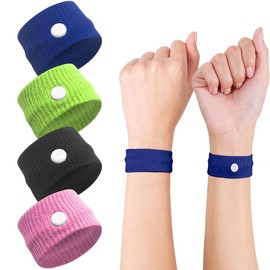 OQKAHIV Pack of 4 Acupressure Bracelets for Nausea for Children and Adults - Effective Aid for Travel Sickness, Seasickness and Pregnancy Sickness