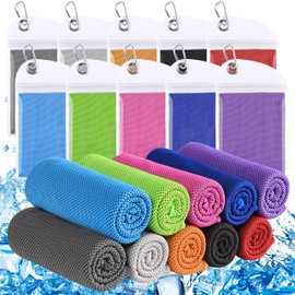 KEAFOLS Cooling Towels for Neck and Face 10 Pack, 40x12’’ Soft Breathable Sweat Towels, Microfiber Sport Towel for Yoga, Gym, Workout, Running, Golf, Travel, Cooling Neck Wrap for Hot Weather
