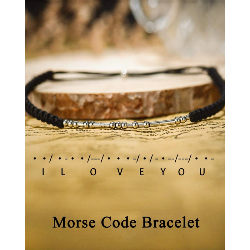 Shonyin I Love You Morse Code Bracelets for Men, Boyfriend
