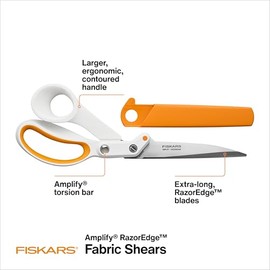 Fiskars Amplify RazorEdge Fabric Scissors - 8" Heavy Duty Fabric Shears with SoftGrip Ergonomic Handle, Premier Grade Stainless Steel Blades