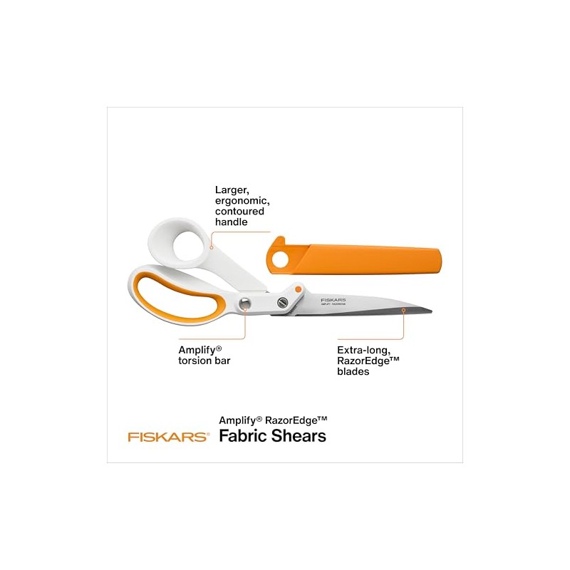 Fiskars Amplify RazorEdge Fabric Scissors - 8" Heavy Duty Fabric
