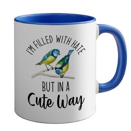 Bird Lover Two Tone Blue Edition 11oz - Hate Cute Way - Hummingbird Nest Cage Parrot Dad Gardening Outdoor Birdwatcher Feeder