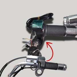 12-84V Universal Voltage LCD Bike Throttle Grip: Real-Time Voltage Display, Automatic Battery Health Monitoring, 5-Wire System, and Wide Compatibility for E-Bikes, Scooters, and Tricycles.