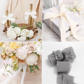 1-1/2" x 22Yd Chiffon Silk Ribbon Mixed Color Ribbons Set 5.5Yd x 4 Rolls Fringe Fabric Eco-Friendly for Wedding Invitations, Bridal Bouquets, Decorations, Gifts Wrapping & Bow Making
