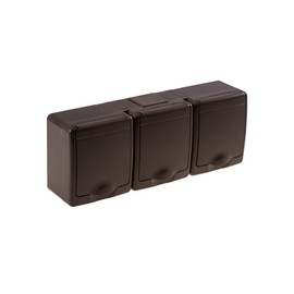 3-Way Socket Surface-Mounting Brown Wet Room IP44 16A 250V