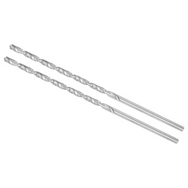 CoCud Extra Long Twist Drill Bit, 0.2 inch (4.2 mm) Drill Bit Diameter, 6.3 inches (160 mm), Total Length, High Speed Steel, Twist Drill Bit, For Hardened Metal, Woodworking, Plastic, Aluminum, 2 Pieces