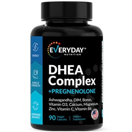 DHEA Micronized 200mg Complex with Pregnenolone 100mg Supplement for Men & Women with Ashwagandha, DIM, Magnesium, Boron, Calcium , Zinc, Vitamin D3, C and B6 Hormone Support - Made in USA 90 Capsules