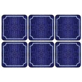 Pimpernel Blue Croc Leather Collection Coasters - Set of 6