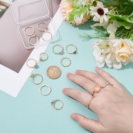 UNICRAFTALE about 15Pcs 15 Styles Golden Finger Rings Sets Star Moon Knuckle Ring Set for Women Vintage Stackable Finger Rings Bulk Irregular Gemstone Fashion Ring Set Colorful Gem Ring