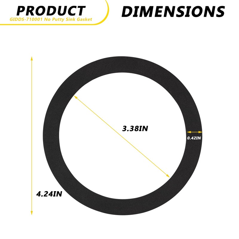 GIDDS-710001 No Putty Sink Gasket fit for sink drains,Sink Seal
