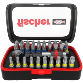 fischer Professional Bit Set, Premium Bit Set for Quick Bit Change, Universal Use with the Most Common Bits and a Bit Holder, for All Screw Applications, with Colour Conduction System, 32 Pieces