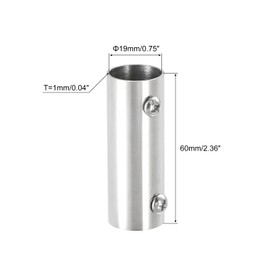 sourcing map Rail Pipe Fitting 2-Way 60 mm 304 Stainless Steel Polishing for 19 mm Handrail