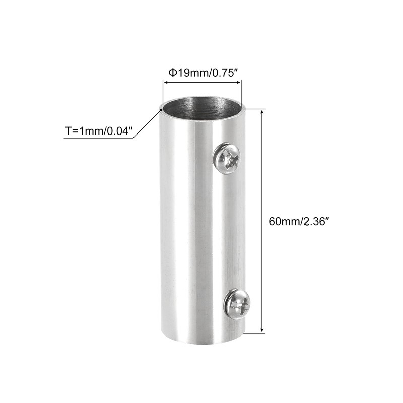sourcing map Rail Pipe Fitting 2-Way 60 mm 304 Stainless