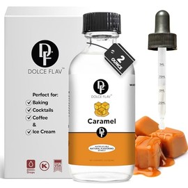 Dolce Flav Natural Caramel Extract - 2 Ounce Water-Soluble Multipurpose Flavoring Ideal for Baked Goods, Beverages, Coffee, Desserts & Ice Cream - Perfect Kitchen Gift for Holidays