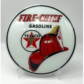 TEXACO FIRE CHIEF 13.5" GLASS FACE for GAS PUMP GLOBE - DOUBLE STRENGTH GLASS!