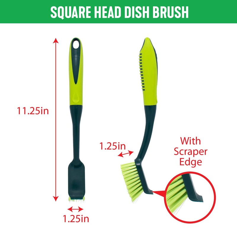 Pine-Sol Scrub Brush Set - Long Handle Cleaning Brushes with