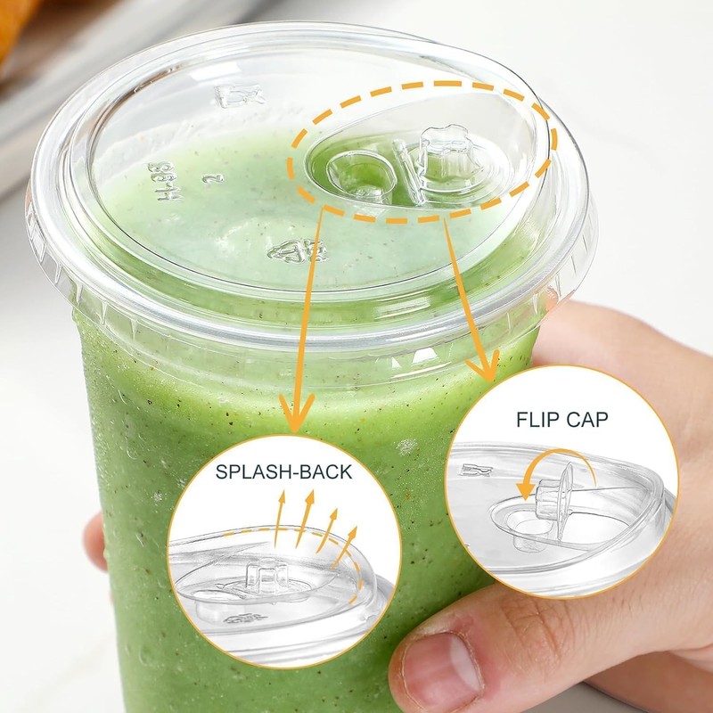 50/100pcs Plastic Cups Disposable Drinking Cups 12oz with Lids Clear